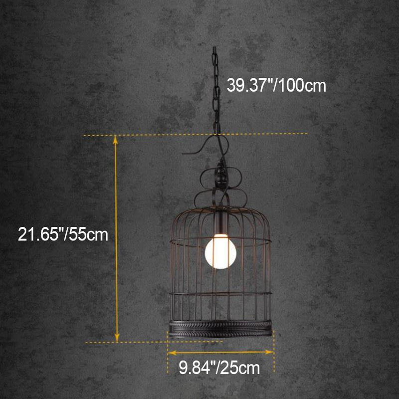 Industrial Vintage Iron Birdcage Design 1-Light Pendant Light