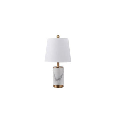 Lampe de table à 1 lumière avec base en colonne de marbre et abat-jour en tissu de luxe nordique 