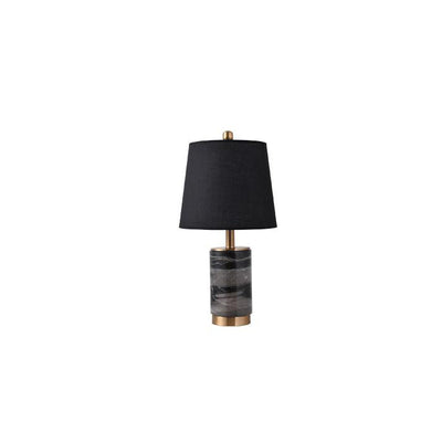 Lampe de table à 1 lumière avec base en colonne de marbre et abat-jour en tissu de luxe nordique 