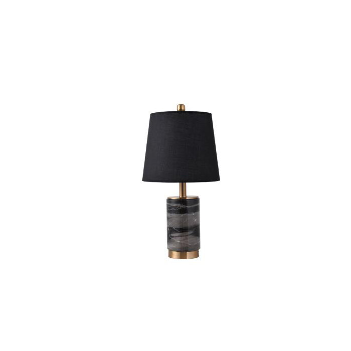 Lampe de table à 1 lumière avec base en colonne de marbre et abat-jour en tissu de luxe nordique 