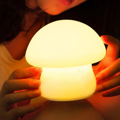 Lámpara de Mesa LED de Luz Nocturna de Silicona Pura Blanca de Champiñón Moderno 