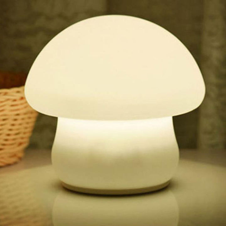 Moderne Pilz Reines Weiß Silikon Pat LED Nachtlicht Tischlampe 