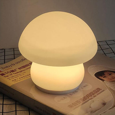 Modern Mushroom Pure White Silicone Pat LED Night Light Table Lamp