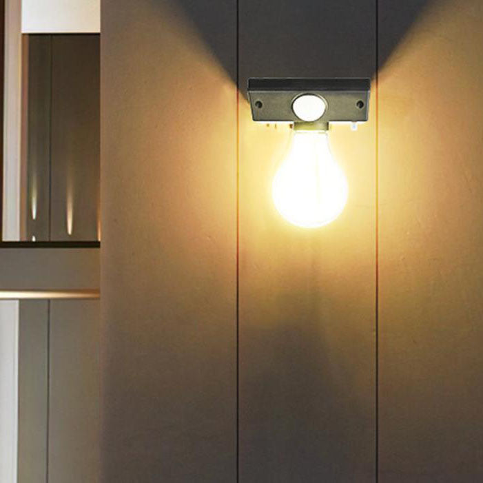 Modern Minimalist Solar Outdoor Human Sensor Super Bright Tungsten Bulb LED Waterproof Patio Wall Sconce Lamp