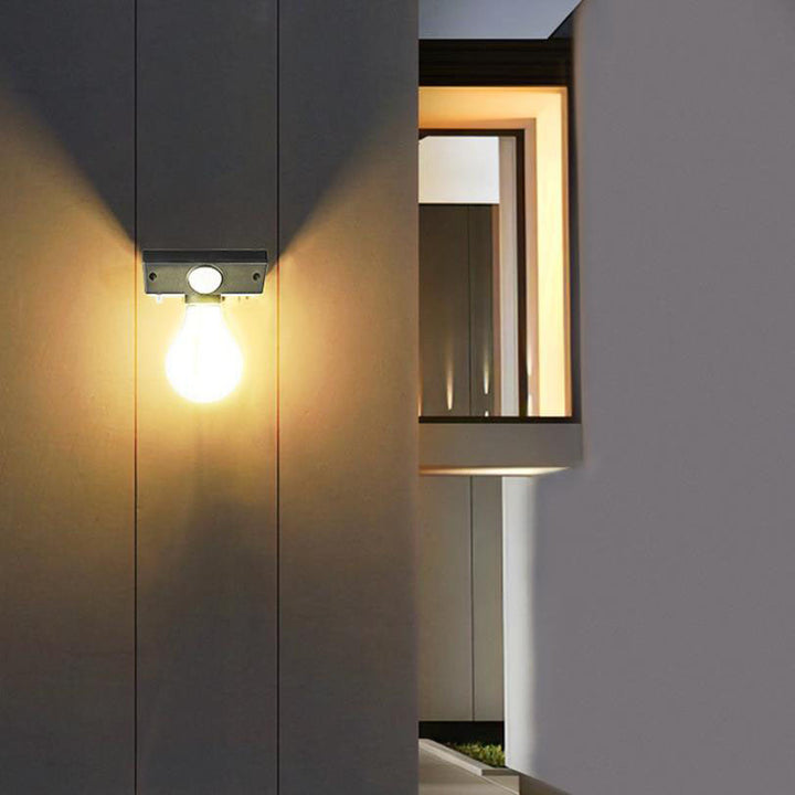 Modern Minimalist Solar Outdoor Human Sensor Super Bright Tungsten Bulb LED Waterproof Patio Wall Sconce Lamp