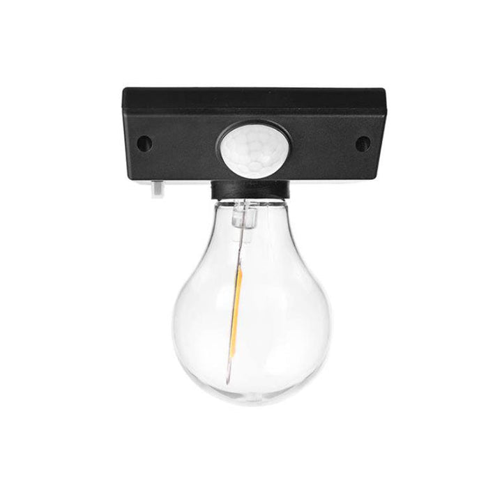 Modern Minimalist Solar Outdoor Human Sensor Super Bright Tungsten Bulb LED Waterproof Patio Wall Sconce Lamp