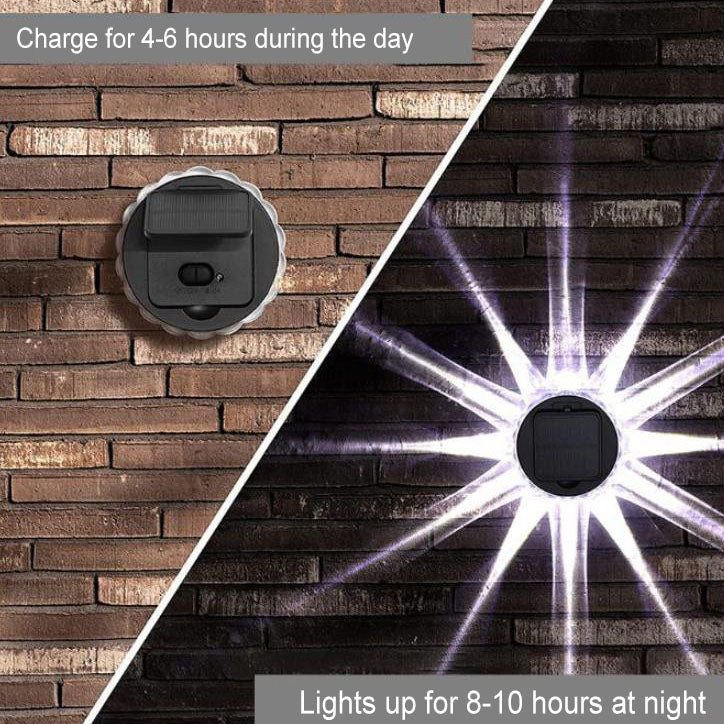 مصباح شمسي خارجي بتصميم بتلات مستديرة من ABS مع تحكم في الضوء LED لجدار الحديقة 