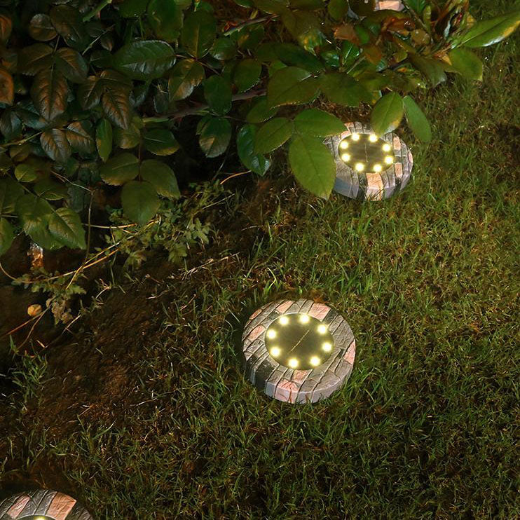 Modern Minimalist Solar Outdoor Round Resin Brick LED Garden Ground Insert Decorative Landscape Light For Outdoor