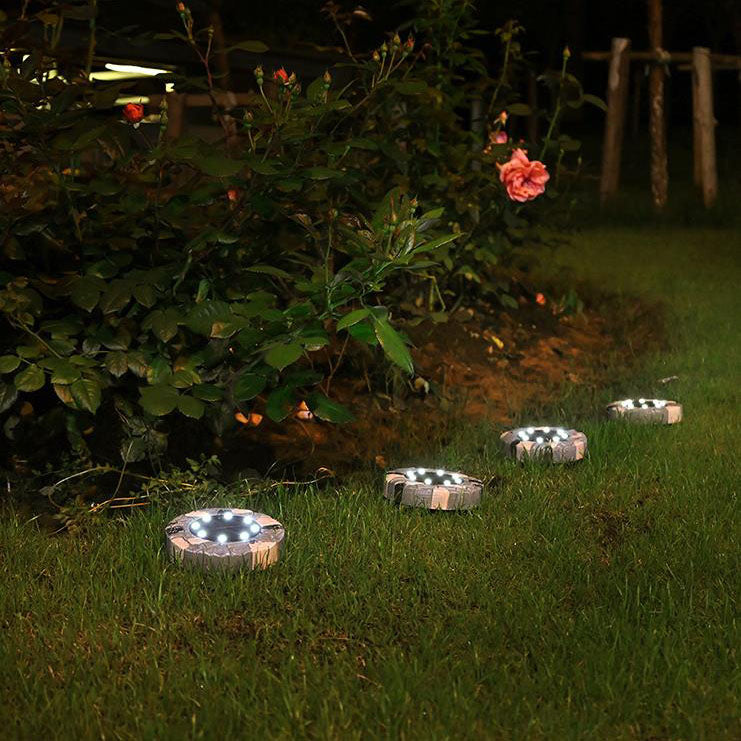 Modern Minimalist Solar Outdoor Round Resin Brick LED Garden Ground Insert Decorative Landscape Light For Outdoor