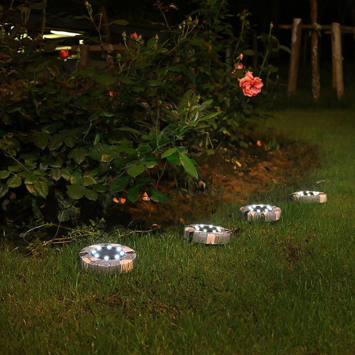 Modern Minimalist Solar Outdoor Round Resin Brick LED Garden Ground Insert Decorative Landscape Light For Outdoor