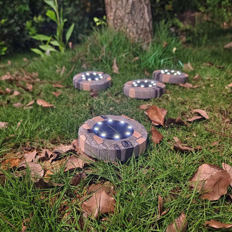 Modern Minimalist Solar Outdoor Round Resin Brick LED Garden Ground Insert Decorative Landscape Light For Outdoor