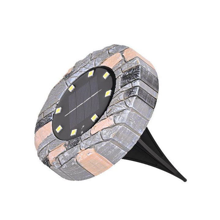 Modern Minimalist Solar Outdoor Round Resin Brick LED Garden Ground Insert Decorative Landscape Light For Outdoor