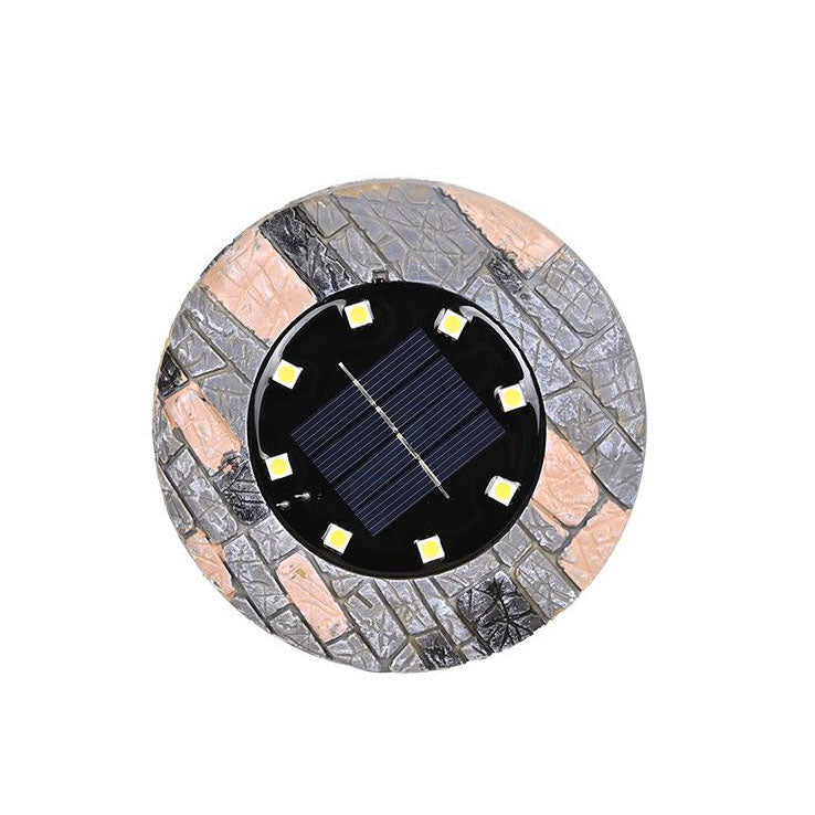 Modern Minimalist Solar Outdoor Round Resin Brick LED Garden Ground Insert Decorative Landscape Light For Outdoor