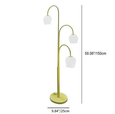 Modern Creative Bell Orchid Glass Lampshade 3-Light Standing Floor Lamp