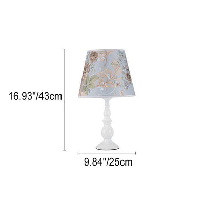 Modern Simple Floral Fabric Iron Vase Base 1-Light Table Lamp