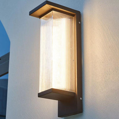 Industrial Waterproof Rectangular PC Striped Shade LED Outdoor Wall Sconce Lamp