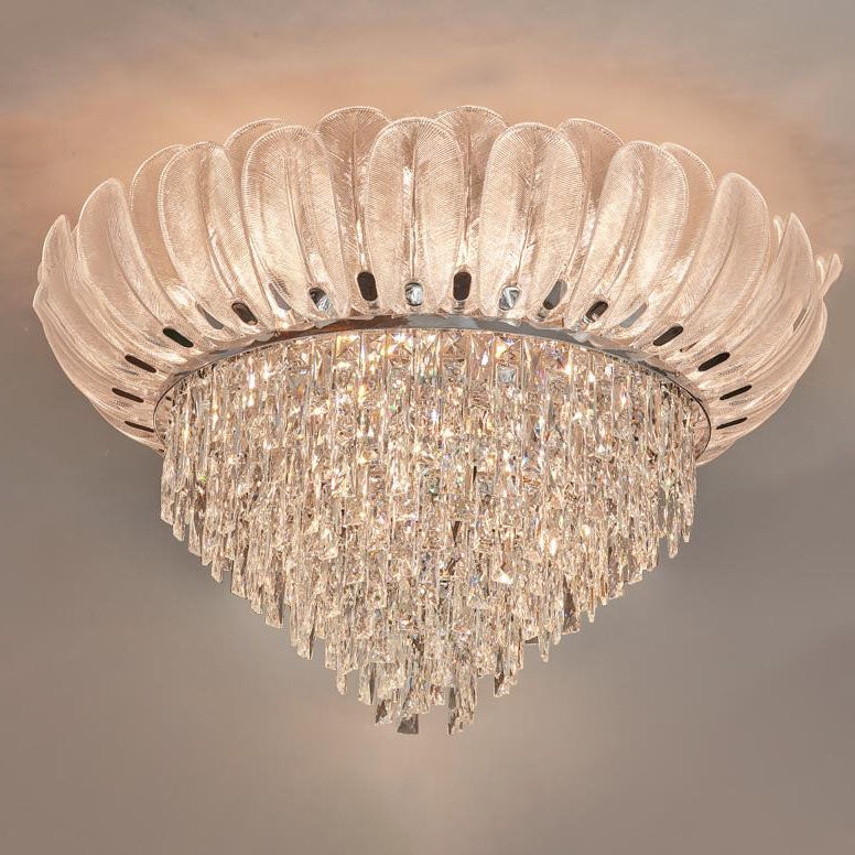 Lustre de plafond encastré en verre cristal de luxe européen moderne 9/12/16 lumières 