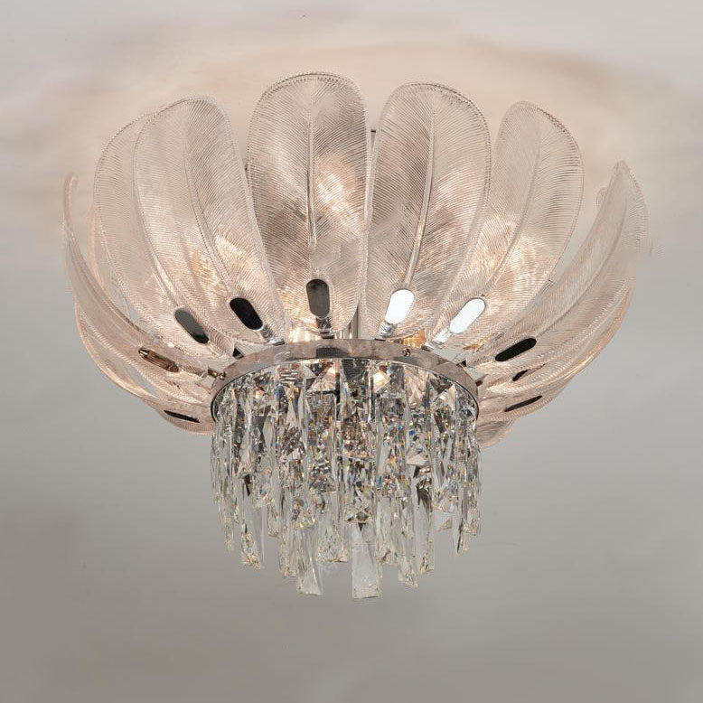 Lustre de plafond encastré en verre cristal de luxe européen moderne 9/12/16 lumières 