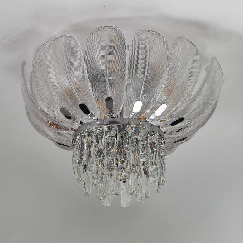 Lustre de plafond encastré en verre cristal de luxe européen moderne 9/12/16 lumières 