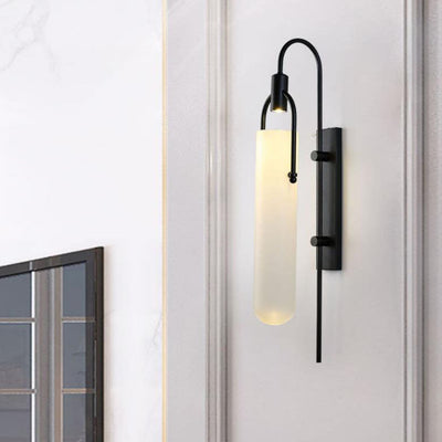 Modern Wrought Iron Frosted Glass 1-Light Wall Sconce Lamp