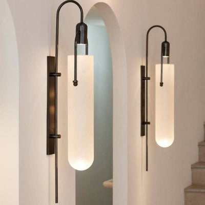 Modern Wrought Iron Frosted Glass 1-Light Wall Sconce Lamp