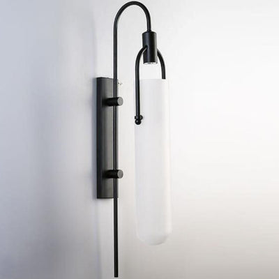 Modern Wrought Iron Frosted Glass 1-Light Wall Sconce Lamp