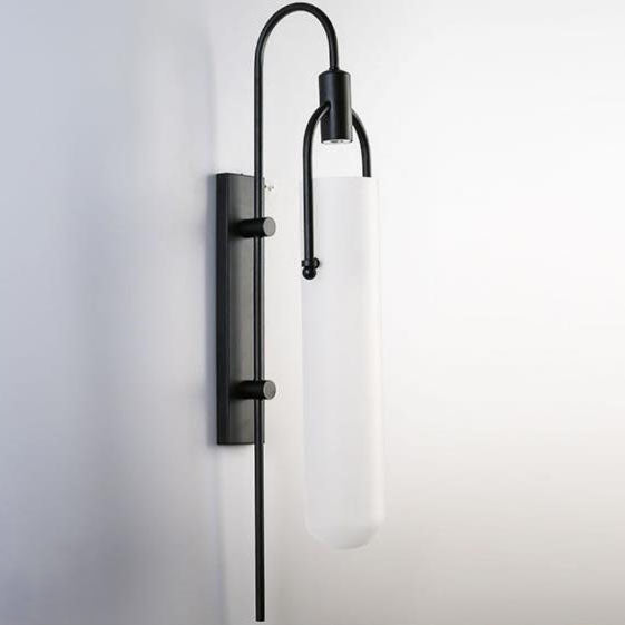Modern Wrought Iron Frosted Glass 1-Light Wall Sconce Lamp