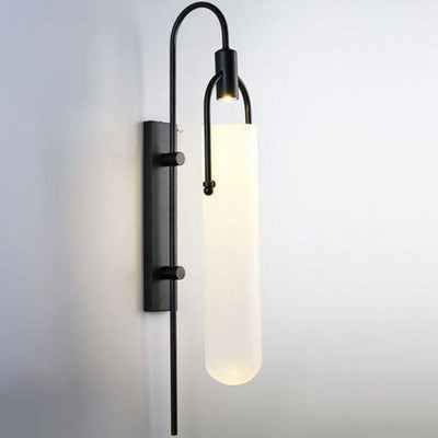 Modern Wrought Iron Frosted Glass 1-Light Wall Sconce Lamp