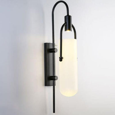 Modern Wrought Iron Frosted Glass 1-Light Wall Sconce Lamp