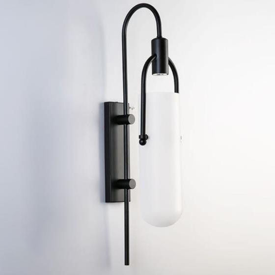 Modern Wrought Iron Frosted Glass 1-Light Wall Sconce Lamp