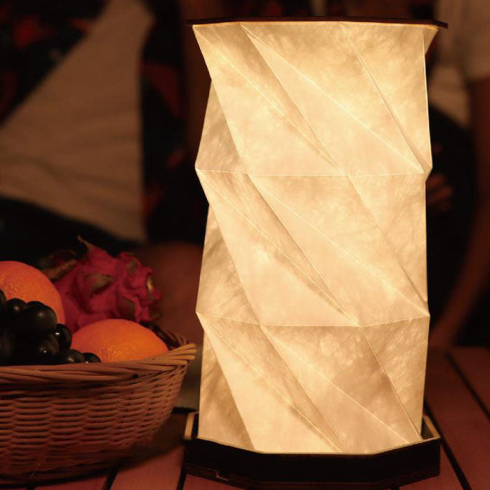 Contemporary Creative Rotating Foldable Wooden Touch LED Decoration Night Light Table Lamp for Bedroom