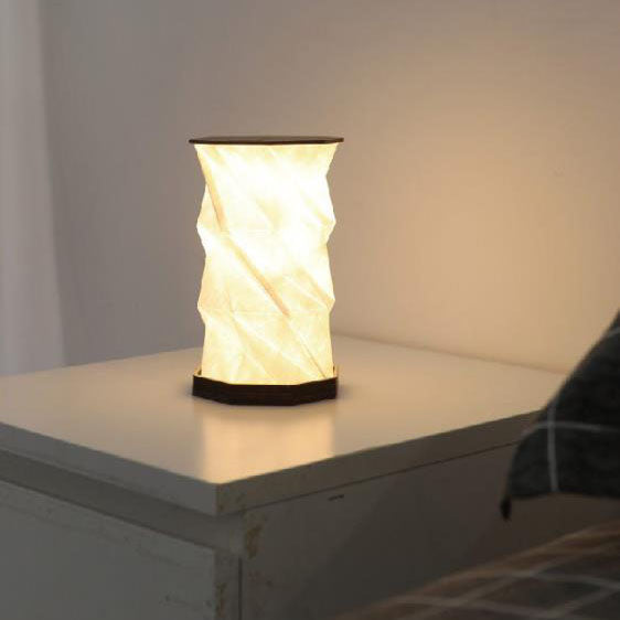Contemporary Creative Rotating Foldable Wooden Touch LED Decoration Night Light Table Lamp for Bedroom