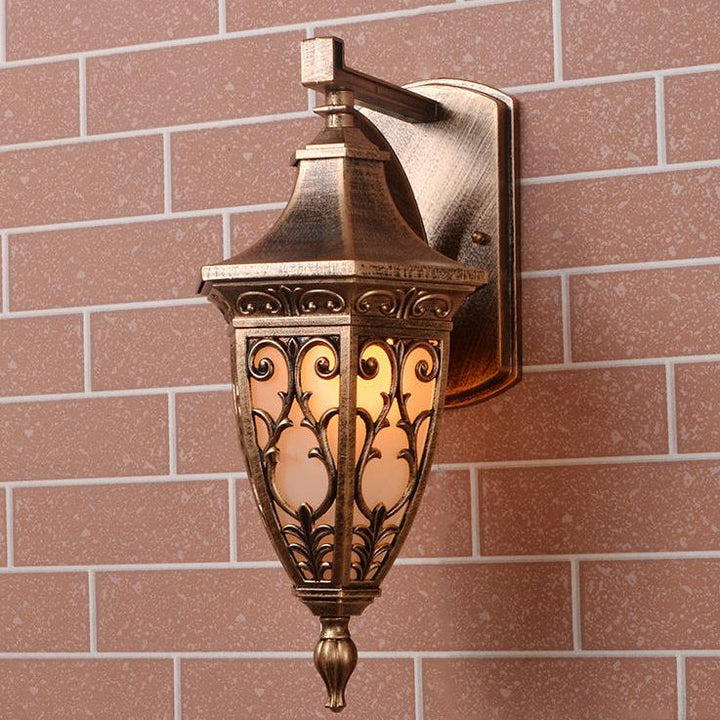 Europäischer Retro-Quadratkasten Wasserdichte Aluminium 1-Licht Außenwandleuchte 