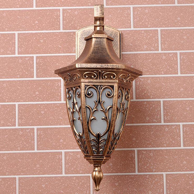 European Retro Square Cage Waterproof Aluminum 1-Light Outdoor Wall Sconce Lamp