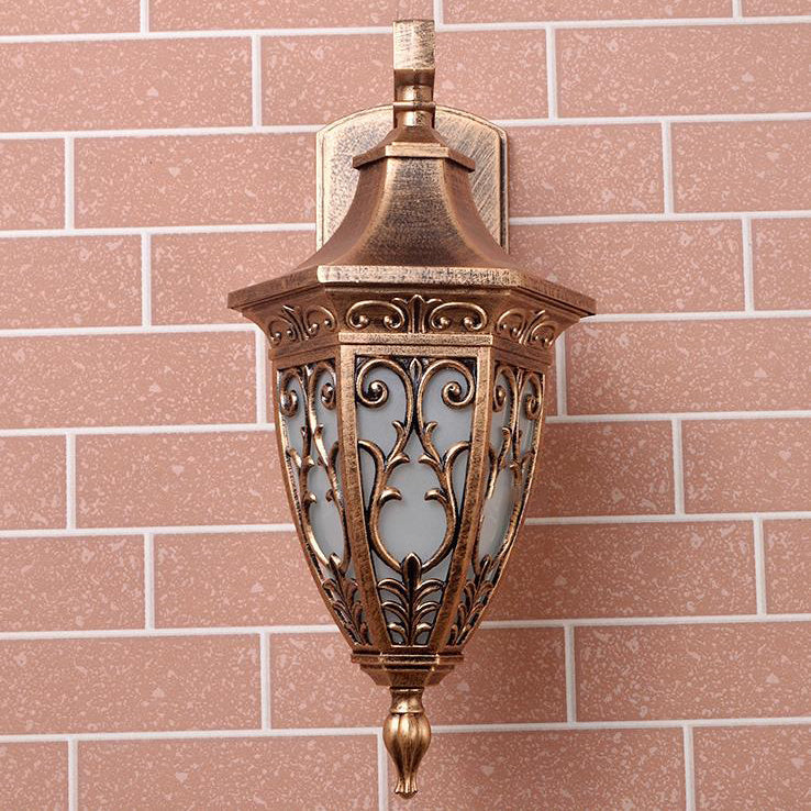 European Retro Square Cage Waterproof Aluminum 1-Light Outdoor Wall Sconce Lamp