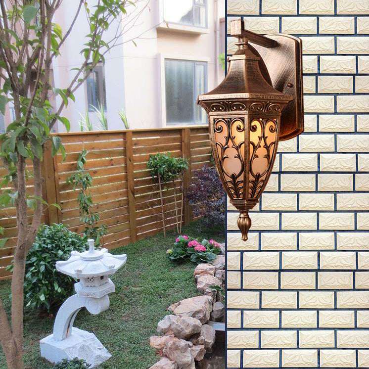 European Retro Square Cage Waterproof Aluminum 1-Light Outdoor Wall Sconce Lamp