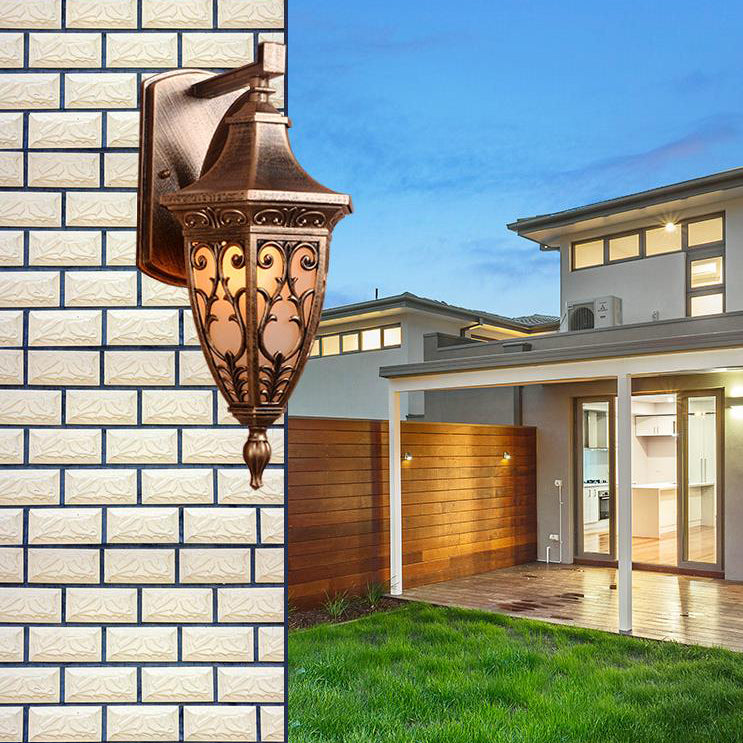 European Retro Square Cage Waterproof Aluminum 1-Light Outdoor Wall Sconce Lamp