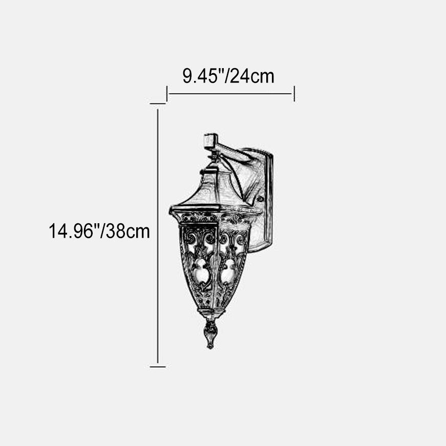 Europäischer Retro-Quadratkasten Wasserdichte Aluminium 1-Licht Außenwandleuchte 