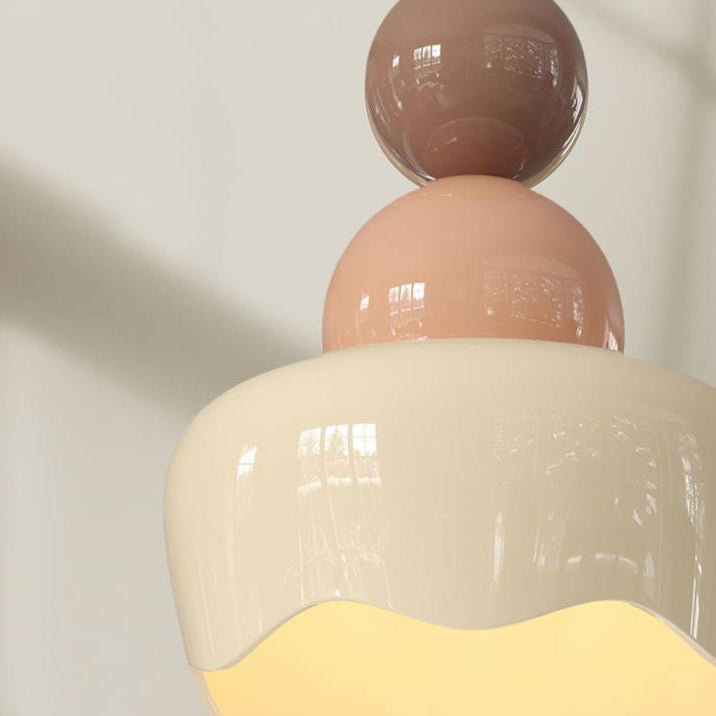 Französische moderne Cremeblume Harz 1-Licht Pendelleuchte 