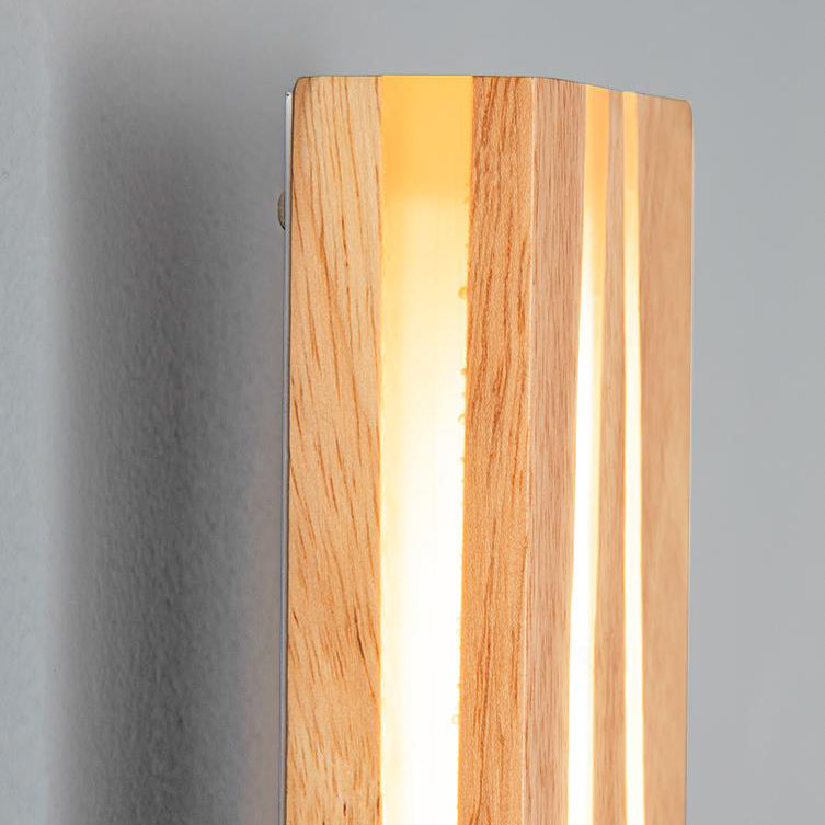 Japanese Wabi-sabi Modern Linear Wood LED Wall Sconce Lamp