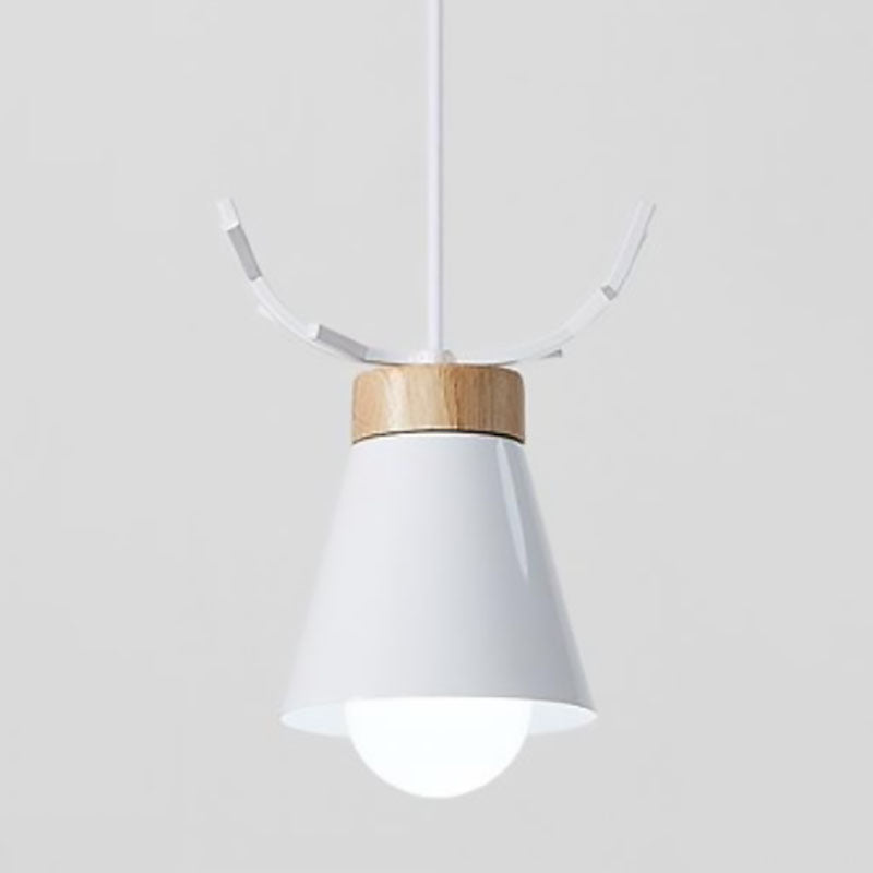 Modern Minimalist Antler Iron Wood 1-Light Pendant Light