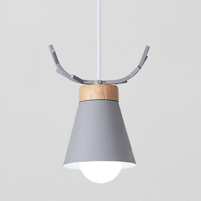Modern Minimalist Antler Iron Wood 1-Light Pendant Light