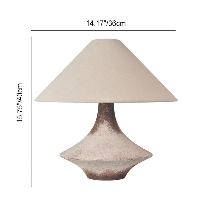 Lámpara de mesa de cerámica con base de cono vintage Wabi-Sabi de 1 luz 