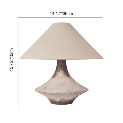 Wabi-Sabi Vintage Cone Vase Base Ceramic Fabric 1-Light Table Lamp