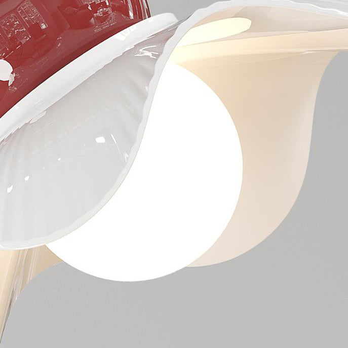 Lustre de plafond semi-encastré moderne en céramique avec dentelle ronde crème à 1 lumière 