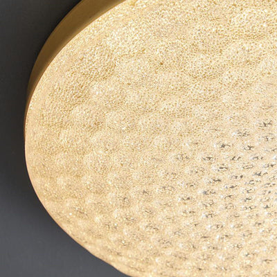 Contemporary Scandinavian Round All Copper Acrylic LED Flush Mount Ceiling Light For Bedroom