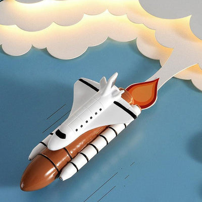 Contemporary Creative Cartoon Rocket Unicorn Acrylic Round Shade LED Kids Flush Mount Ceiling Light For Bedroom