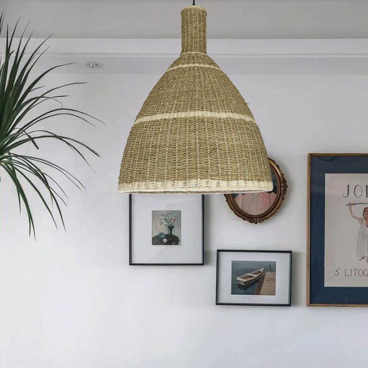 Suspension contemporaine en corde de cresson côtier tissé en rotin avec 1 lumière pour le salon 