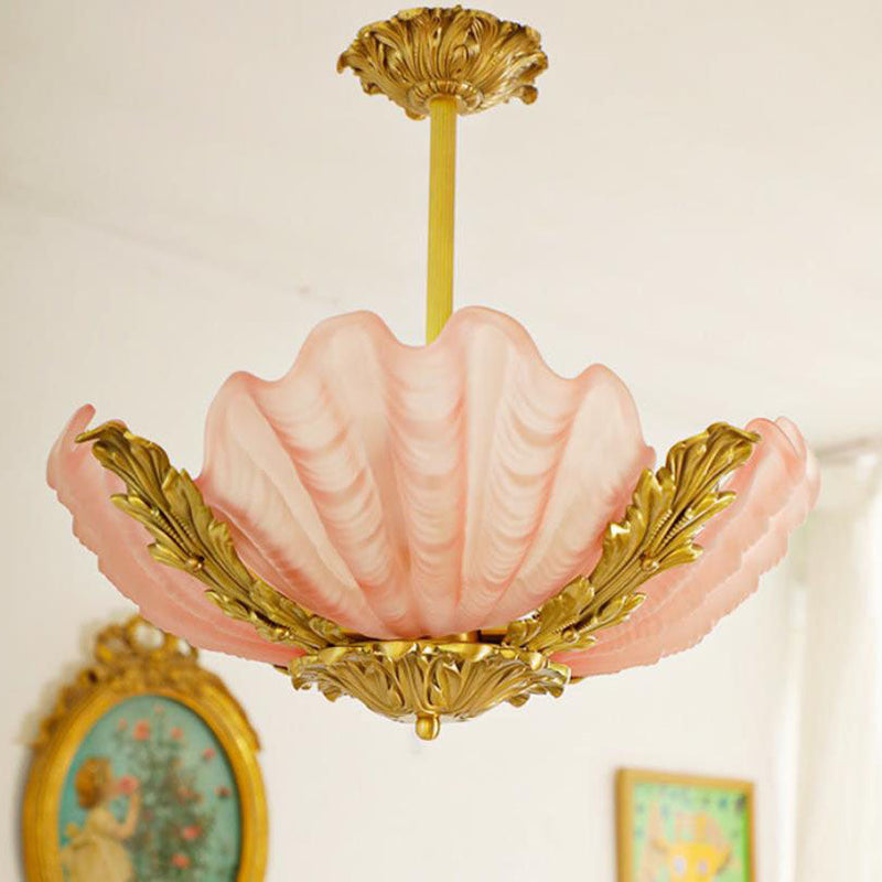 Modern Art Deco Shell Shape Brass Finish Frame 3/4-Light Chandelier for Living Room