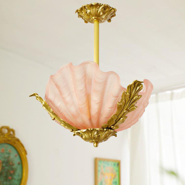 Modern Art Deco Shell Shape Brass Finish Frame 3/4-Light Chandelier for Living Room